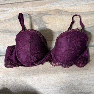 Victoria's Secret Women's Maroon and Gold Bra